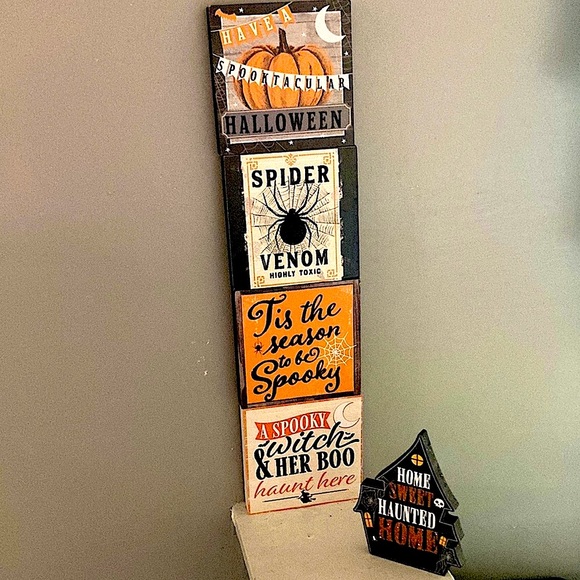 HP Brand NWT Home Sweet Haunted Home Shaped Table Top/Ledge Halloween Decor Sign - Picture 6 of 8